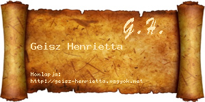 Geisz Henrietta névjegykártya